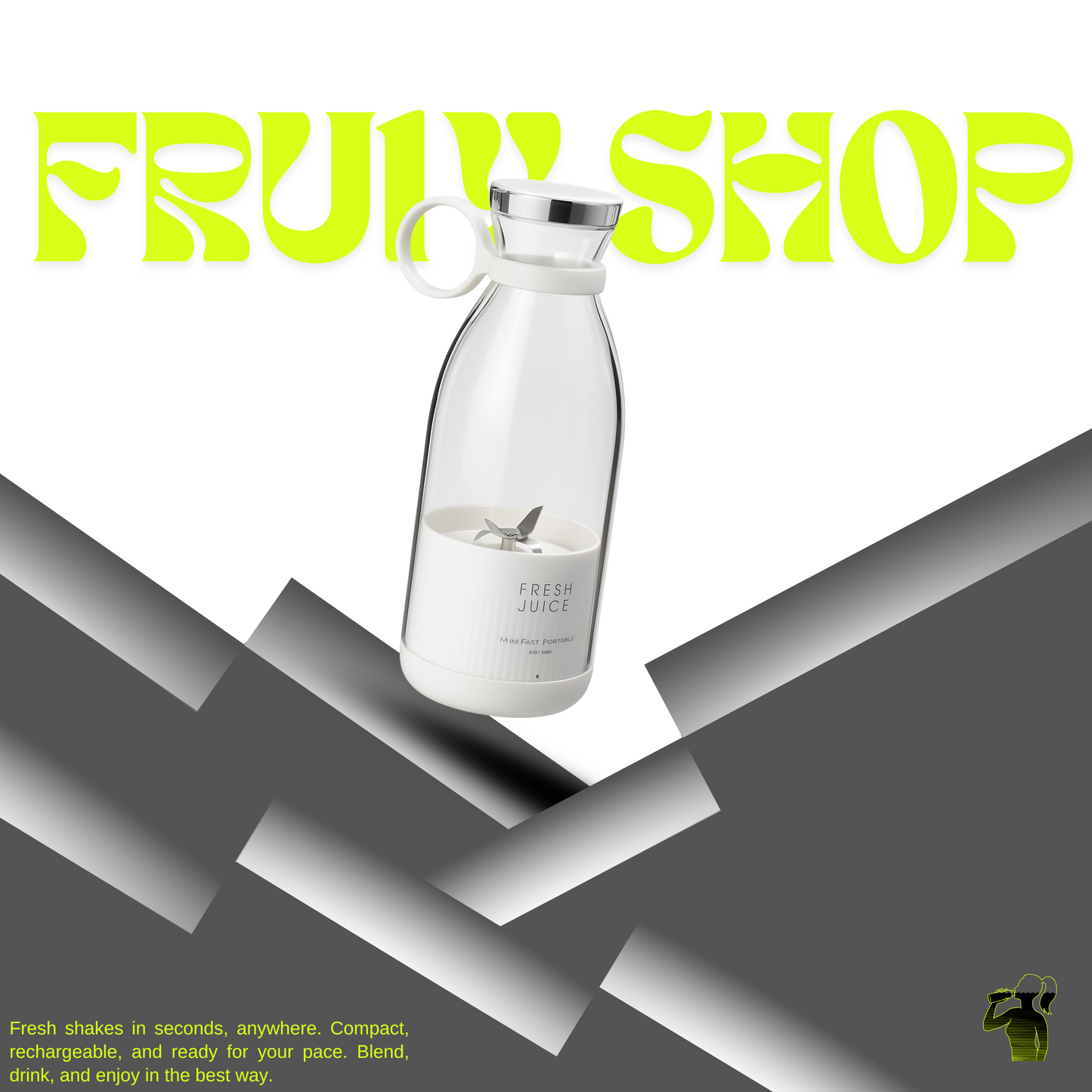 Portable USB Blender – 380ml Personal Mixer with high-quality Cup and Wireless Charging directly from frulyshop