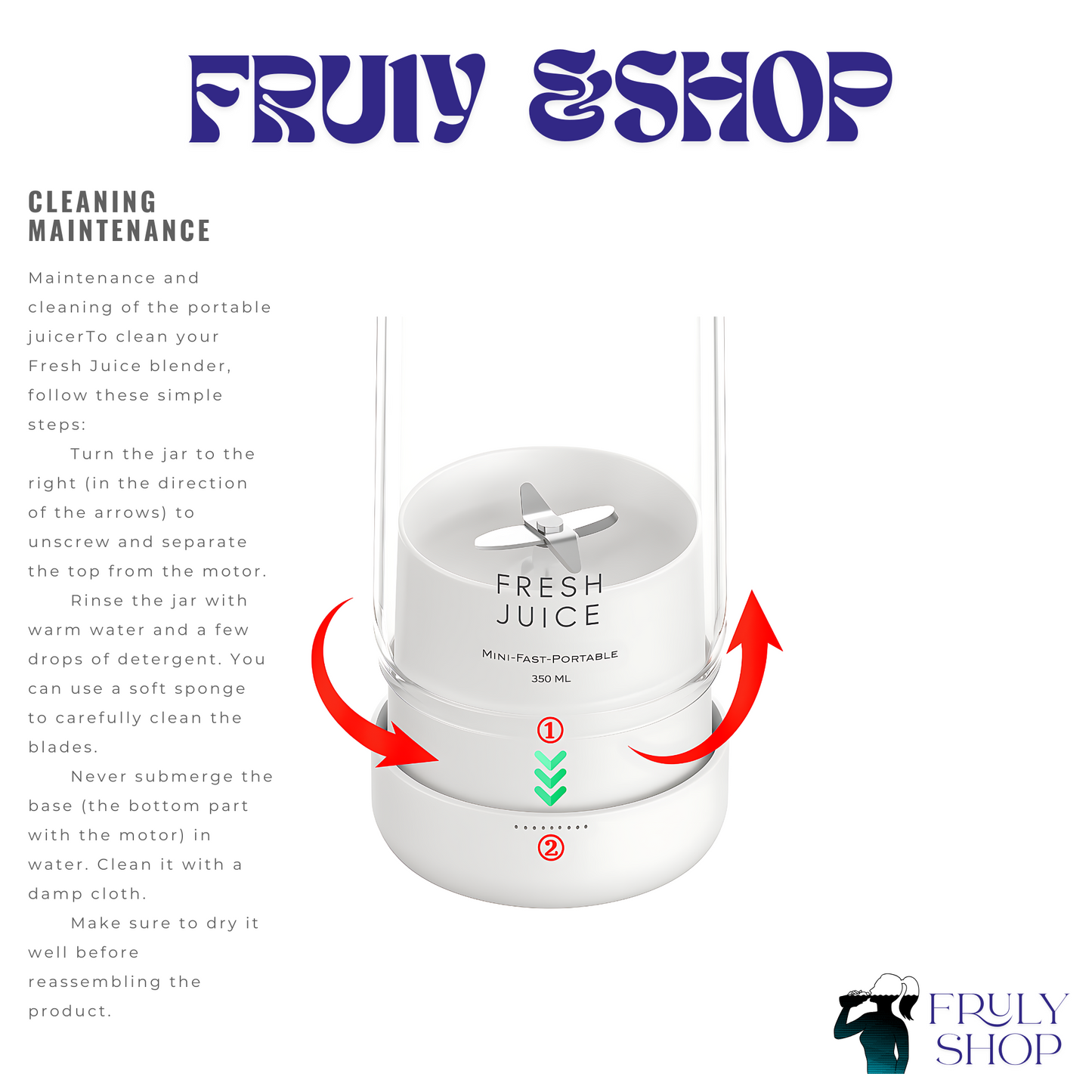 Portable USB Blender – 380ml Personal Mixer with high-quality Cup and Wireless Charging directly from frulyshop