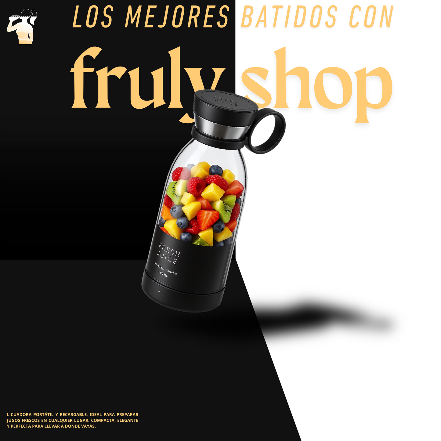 Licuadora USB Portátil – Batidora Personal 380ml con Vaso de Vidrio y Carga Inalámbrica directo de frulyshop