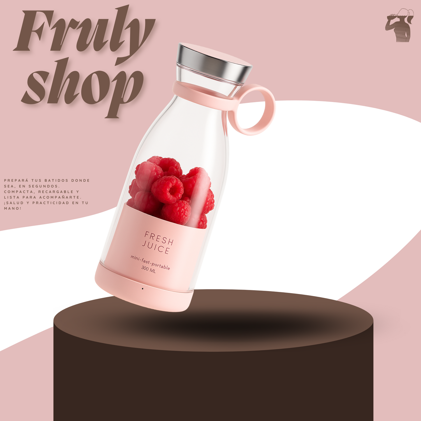 Licuadora USB Portátil – Batidora Personal 380ml con Vaso de Vidrio y Carga Inalámbrica directo de frulyshop