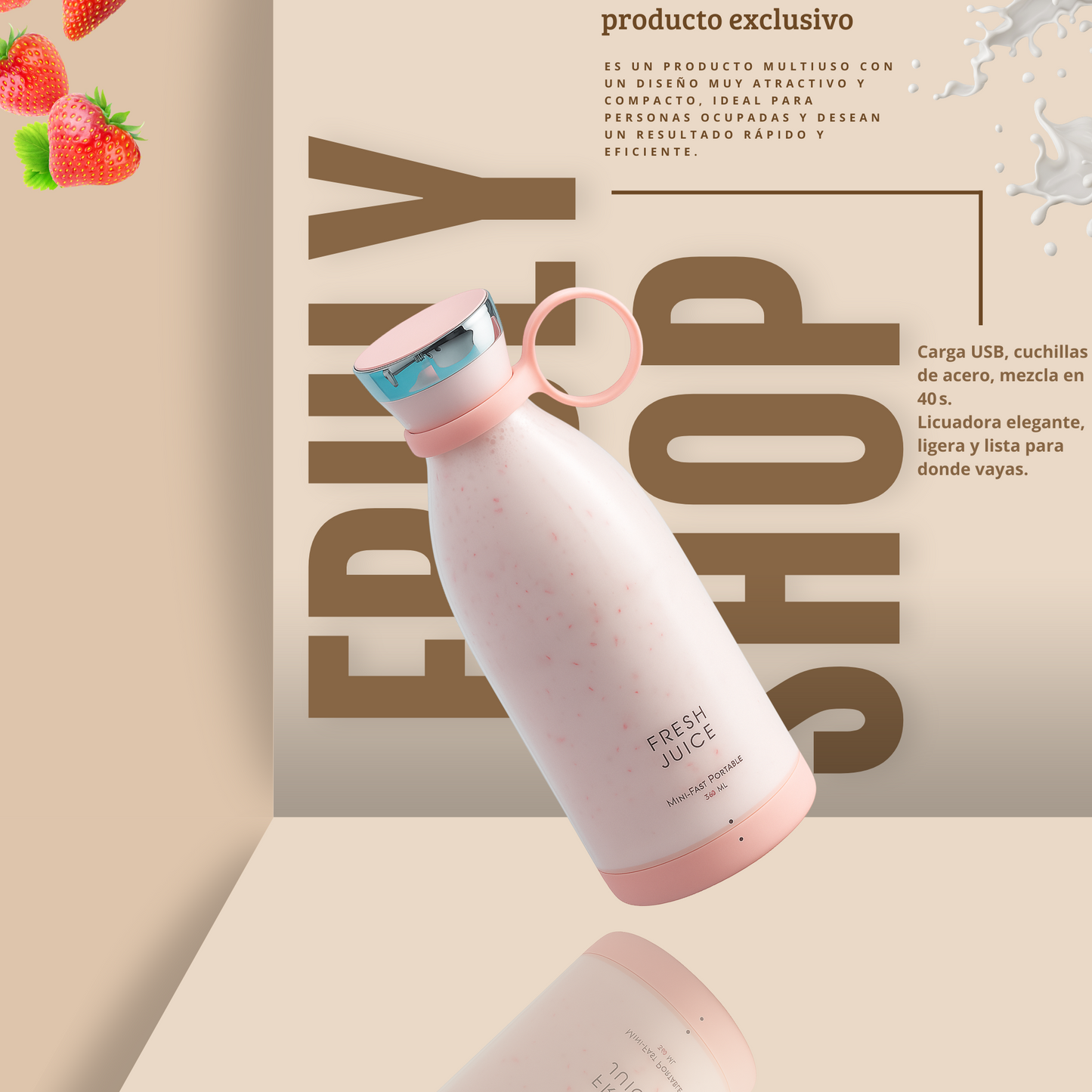Portable USB Blender – 380ml Personal Mixer with high-quality Cup and Wireless Charging directly from frulyshop