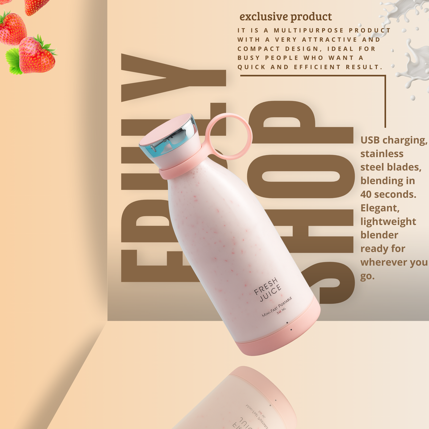 Blender Smoothie Juicer, Portable Blender Mini Jug Blenders, Multifunctional Personal Blender with USB Rechargeable